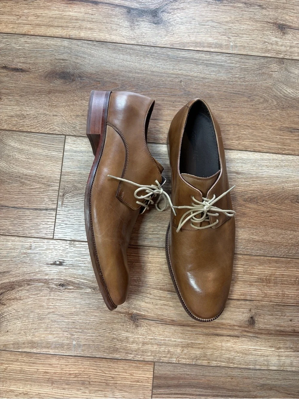 Cole Haan Men's Williams Plain Toe British Tan Leather Oxford Dress Shoes